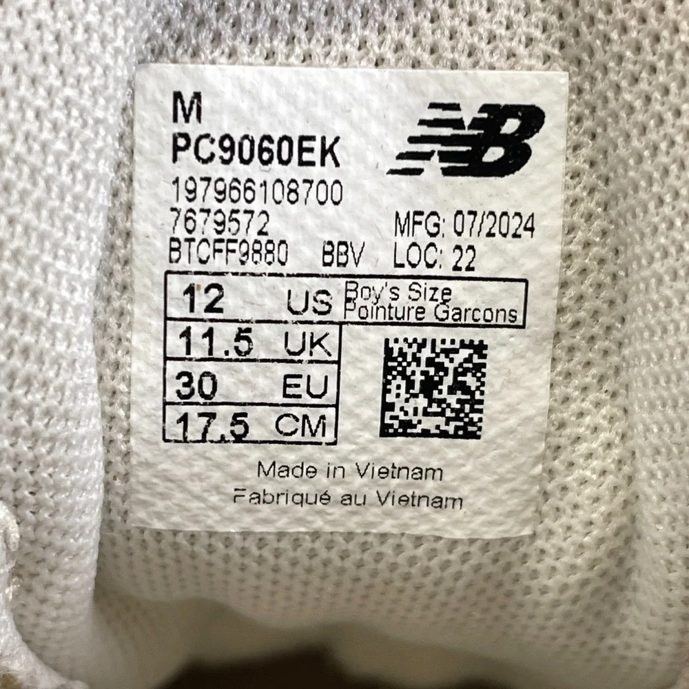 New Balance 9060 Sneakers Small Kids Size 12 Beige Gray Suede Mesh Casual Shoes
